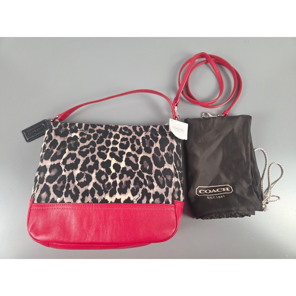 Coach Park Ocelot Mini Duffel Crossbody Bag Leopard Red Leather F49824 NWT purse